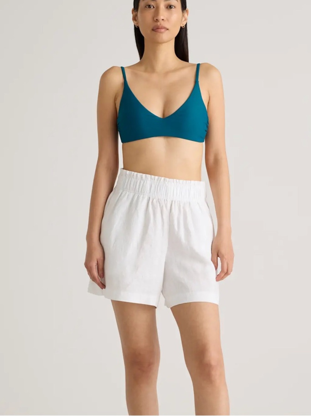Quince White High-Waist Linen Shorts - Picture 3 of 8